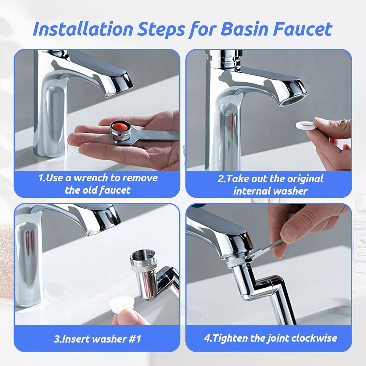 💧 RALLONGE METALIQUE DE ROBINET PIVOTANTE 1080° 🚰