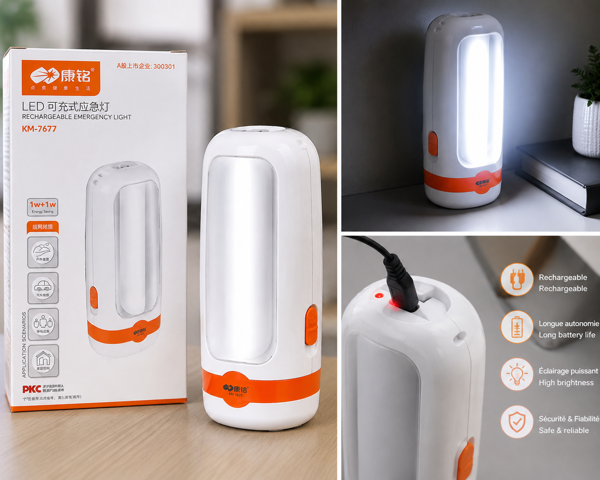 💡 Lampe LED rechargeable d’urgence – KM-7677